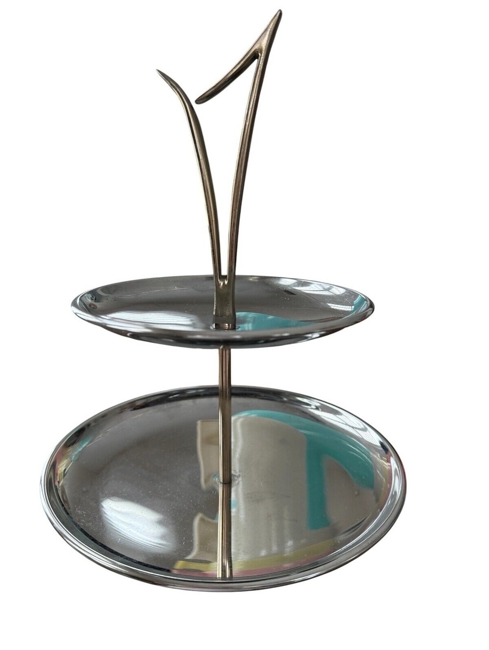 Vintage MCM Kromex Two Tier Serving Dish